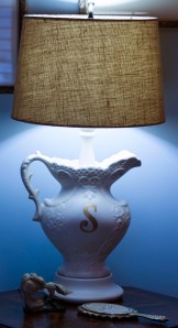 A thrift store lamp painted and given a makeover. www.lifeatthecottage.com