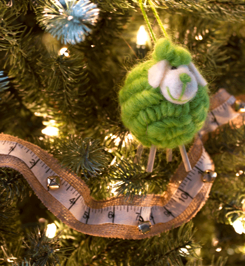 Garland made from trim, ribbon, and jingle bells www.lifeatthecottage.com