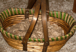 Wad up paper for the bottom of the basket www.lifeatthecottage.com